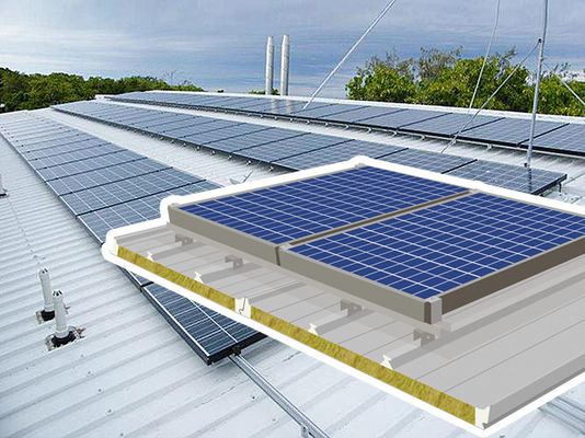 Sistema de paneles solares a prueba de fuego con núcleo de lana de roca y lana de vidrio de PU