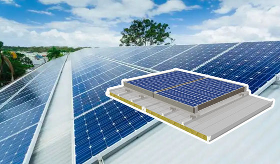 Panel de techo fotovoltaico de longitud personalizable con núcleo de lana de vidrio PU y anchura de 1000 mm