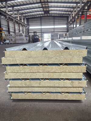 Rockwool Roof Sandwich Panel with 12 Meters Length, 0.035 W/m·K Thermalconductivity and Grade A Fireproof for Energy Insulation